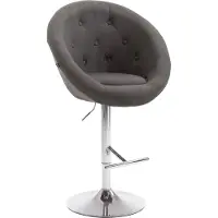 CLP Barhocker London V2 Stoff I Barhocker Mit Polsterung Und Fußablage I Barstuhl Mit Metallgestell, Farbe: dunkelgrau, Gestellfarbe: chrom