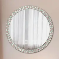 Wallfluent Spiegel - Mirror zum Wandspiegel Schlafzimmer – Schminkspiegel- Boho Muster- Ø100cm
