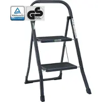 Baumarktplus Trittleiter 2-stufig klappbar 150 kg Anti-Rutsch Trittflächen Klapptritt Leiter in Anthrazit