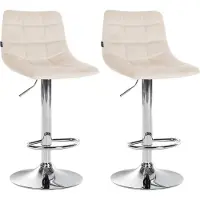 CLP 2er Set Barhocker Jerry Samt, Farbe:creme, Gestell Farbe:chrom