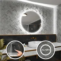 Alasta Runder LED-Spiegel Ø 55 cm für Wohnzimmer, Badezimmer und Schlafzimmer
