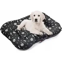BOUTIQUEZOO Hundebett Große XXL: 120 x 90 cm | Wasserfest Hundematratze für Hunde | Hundematte für groß und klein | Codurastoff | Waschbar | In und Outdoor | Farbe: Schwarz mit Weiß Muster Extra Groß | Hundesofa