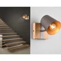 Meine Wunschleuchte Vintage LED Wandstrahler Spot 1 flammig Deckenstrahler Silber antik/Gold & Holz