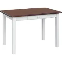 Koma Tools Weißer Tisch mit Schublade aus massivem Kiefernholz mit Tischplatte in der Farbe Nuss 90 x 60 cm