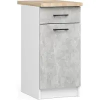 Akord Küchen-Unterschrank mit Arbeitsplatte OLIWIA Weiß, Beton B40xH85xT46 cm