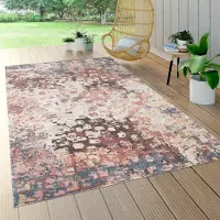 Paco Home Outdoor Teppich Wetterfest Balkon Wohnzimmer Küche Vintage Abstrakt Beige Rosa 160x230 cm