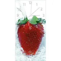 Wallario Design Wanduhr bedruckt, Größe 30 x 60 cm, Motiv: Frische Früchte übergossen mit Wasser I