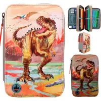 Dino World Led Khaki Brown (412381) Triple Pocket Mäppchen