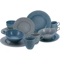 Creatable Kombiservice "Geschirr-Set Stripes Colors", bunt, 16 Stk., Porzellan, Geschirr-Sets, Kombiservice, Service, umlaufendes Rillenrelief, 16 Teile, für 4 Personen