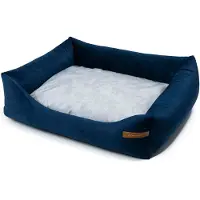 Rexproduct Frida – Nachhaltiges Hundebett und Katzenbett mit hohen Seiten, waschbar & wasserabweisend, Marine blau und grau Größe S