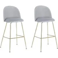 Beliani Trendy Barstuhl Grau Gold Samtstoff Metall Glamour Look Modern Esszimer Wohnzimmer
