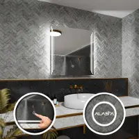 Alasta Rechteckiger LED-Spiegel 100x100 cm für Wohnzimmer, Badezimmer und Schlafzimmer