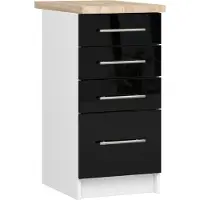 Akord Küchenschrank OLIWIA S40 Weiß 40 cm Schwarz Hochglanz B40xH85xT46 cm