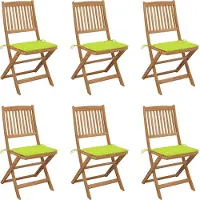 Syfax Klappbare Gartenstühle 6 Stk. mit Kissen Massivholz Akazie