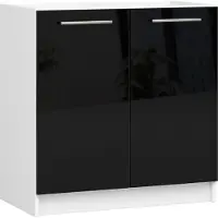 Akord Küchenschrank OLIWIA S80 Weiß 80 cm Schwarz Hochglanz B80xH82xT46 cm