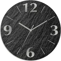 ARTland Glas Wanduhr Quarzuhr - silberne Zeiger Schieferoptik Größe: 30x30 cm