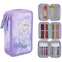 Disney Frozen Federmäppchen mit Zubehör 43 Stücke Lila (12,5 x 6,5 x 19,5 cm)