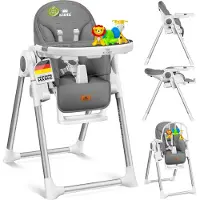 Kidiz 3in1 Hochstuhl Kinderhochstuhl höhenverstellbar, inkl. Spielbügel & Babyliege, mitwachsend