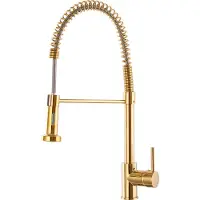 Granitan - Küchenarmatur - Spültischarmatur - ausziehbarer Auslauf - 2 Strahlarten - Gold - 52 cm - SPIRAL