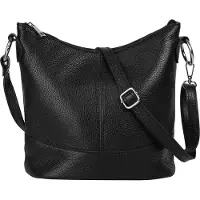 Cluty Umhängetasche "Damen echt Leder, Made in Italy", Damen, Gr. B/H/T: 26cm x 24cm x 14cm onesize, schwarz, Leder, leicht glänzend, unifarben, Taschen Umhängetasche, echt Leder, Made in Italy