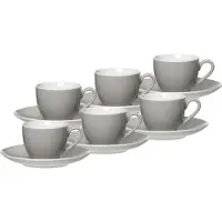Ritzenhoff & Breker Tasse "Espressotassen und -untertassen Doppio 80 ml 6er Set", grau, 12 tlg., Porzellan, Trinkgefäße, Tasse