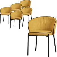 ML-Design Esszimmerstühle 6er Set Senf Küchenstühle mit Stoffbezug Metallbeinen Wohnzimmerstuhl mit Rückenlehne Polsterstühle für Esszimmer & Küche