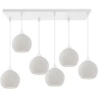 Light11 HOME Riffle Weisse Hängelampe 6 Flache Weisse Kugelform E27