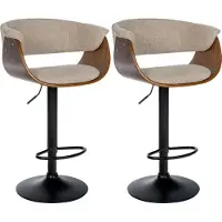 CLP 2er Set Barhocker Vestal, Farbe:walnuss/creme, Grundmaterial:Stoff