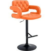 CLP Barhocker Dublin Mit Kunstleder-Bezug I Höhenverstellbar, Farbe: orange, Gestellfarbe: schwarz