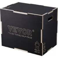 Vevor 3-in-1-Plyometrische Sprungbox 24/20/16-Zoll-Plyobox, Sprungkasten Sprungkiste 204 kg Tragfähigkeit, Fitnessübungs-Step-Up-Box für Heimtraining, Sprungkrafttraining Schwarz Einstellbare Höhe