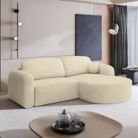 Masseno Ecksofa AMILIA R-S mit Schlaffunktion L-Form, Sofa mit Bettkasten, Wohnzimmersofa, Couch, Soffa, Bettsofa, Couchgarnitur- Creme, QUELLE 02