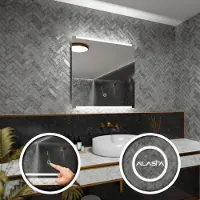 Alasta Rechteckiger LED-Spiegel 80x80 cm für Schlafzimmer, Wohnzimmer und Badezimmer