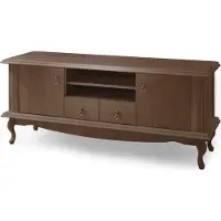 Konsimo RTV-Schrank mit Schubladen geschnitzte Füße "BRITON", Braun, Holz/Spanplatte, Classic, 144x60x47 cm