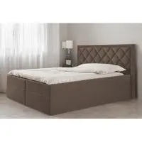 EURO-MEBLE Bett, Boxspringbett DORMI, OHNE Topper, Federkern, Doppelbett, Stauraum, 200x200 cm, (Braun - Itaka 20)