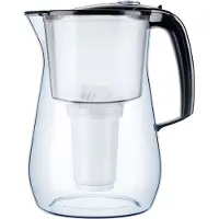 AQUAPHOR Wasserfilter Provence schwarz inkl. 1 A5 Filterkartusche - Premium-Wasserfilter in Glasoptik zur Reduzierung von Kalk, Chlor & weiteren Stoffen