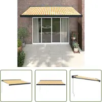 The Living Store Markise Einziehbar Gelb und Weiß 3x2,5 m Stoff und Aluminium