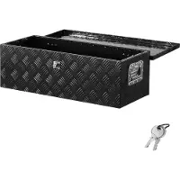 Vevor Werkzeugkasten aus Aluminium für die Ladefläche mit seitlichem Griff und Schlossschlüsseln, Aufbewahrungs-Werkzeugkiste für Anhänger Pickup Wohnmobil (762 x 330,2 x 243,84 mm) Schwarz