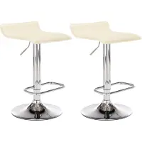 CLP 2er Set Barhocker Dyn Mit Kunstlederbezug I 2 x Höhenverstellbarer Und Drehbarer Tresenhocker Mit Fußstütze, Farbe: creme