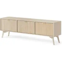 3Xeliving TV-Schrank : Sandbeige/Scandi-Fischgrätenmuster, Sandbeige Holzbeine, 158 x 52 x 38cm