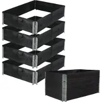 Baumarktplus Hochbeet 4er Set Palettenrahmen Pflanzbeet 120x80x80 cm aus Holz schwarz Garten Balkon stapelbar