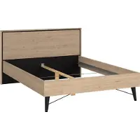 Home affaire Bett "Ry Bettrahmen, Bettgestell, Doppelbett", braun (jackson hickory), B:152,6cm H:91,3cm L:206cm, Betten, Bett, mit hohem Kopfteil, Beine aus Vollholz