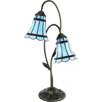 Clayre & Eef Tiffany Tischlampe 61 cm Blau Braun Polyresin