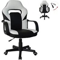 Vdd Bürostuhl Thomas Junior - Gaming Stuhl Racing Gaming Style - höhenverstellbar - schwarz und weiß