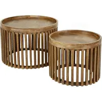 KAWOLA Couchtisch LANI Set 2-tlg. Mangoholz braun Fuß rund