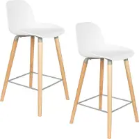 Zuiver Albert Kuip Barhocker mit Rückenlehne 65 cm Weiß - 2 er Set