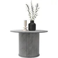 ML-Design Couchtisch rund Ø60x40 cm Beton-Optik Grau Wohnzimmertisch mit überstehender Tischplatte Beistelltisch Kaffeetisch Sofatisch für Tee, Kaffee