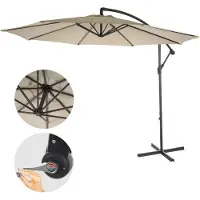 Mendler Ampelschirm Acerra, Sonnenschirm Sonnenschutz, Ø 3m neigbar, Polyester/Stahl 11kg - creme ohne Ständer