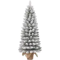 Black Box Trees Gerlos Schmaler Künstlicher Weihnachtsbaum in Jute - H75 x Ø36 cm - Grün Frosted