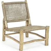 Natur24 Gartensessel Lampok 62 x 72 x 76 cm Teakholz mit Sitz und Rückenteil geflochten