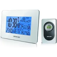 Sencor SWS 51 W - Wetterstation, Wettervorhersage, funkgesteuerte Uhr, Mondphasenanzeige, Wecker